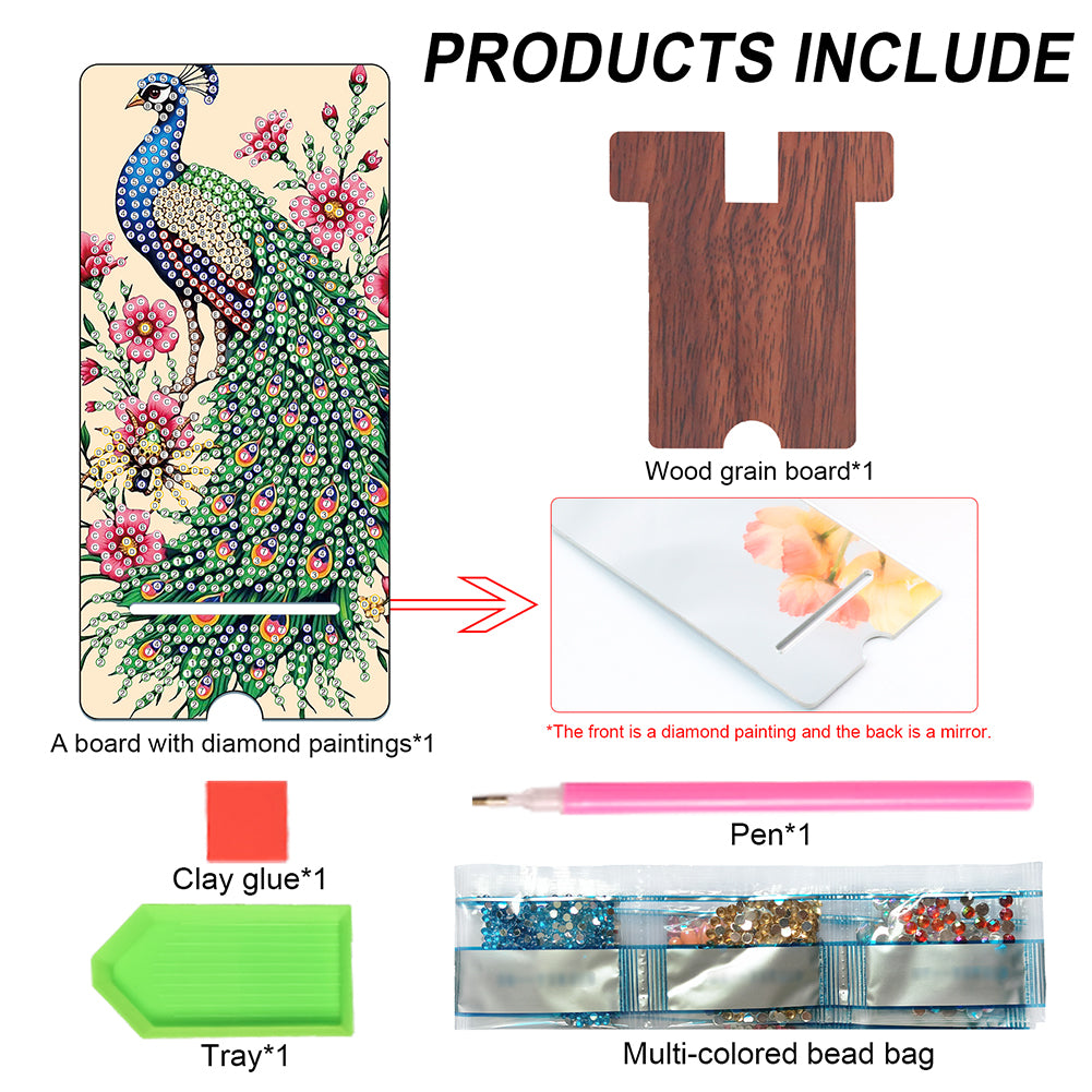 2-Pack Acrylic Diamond Art Phone Stand And Mirror Diamond Art Kits Phone Holder
