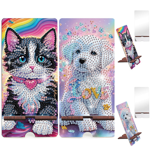 2-Pack Acrylic Diamond Art Phone Stand And Mirror Diamond Art Kits Phone Holder