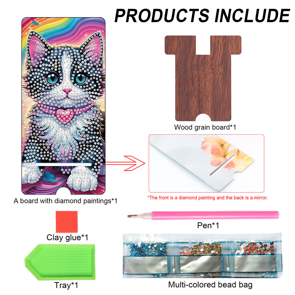 2-Pack Acrylic Diamond Art Phone Stand And Mirror Diamond Art Kits Phone Holder
