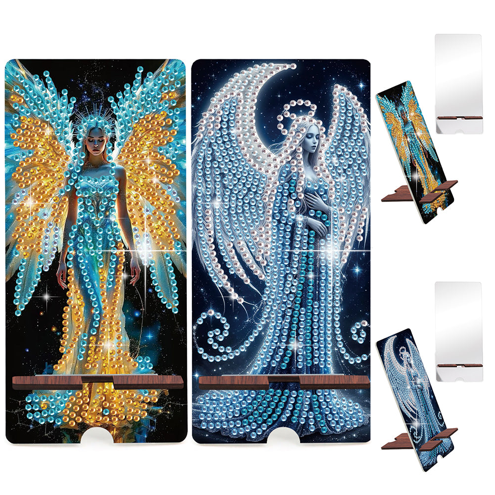 2-Pack Acrylic Diamond Art Phone Stand And Mirror Diamond Art Kits Phone Holder