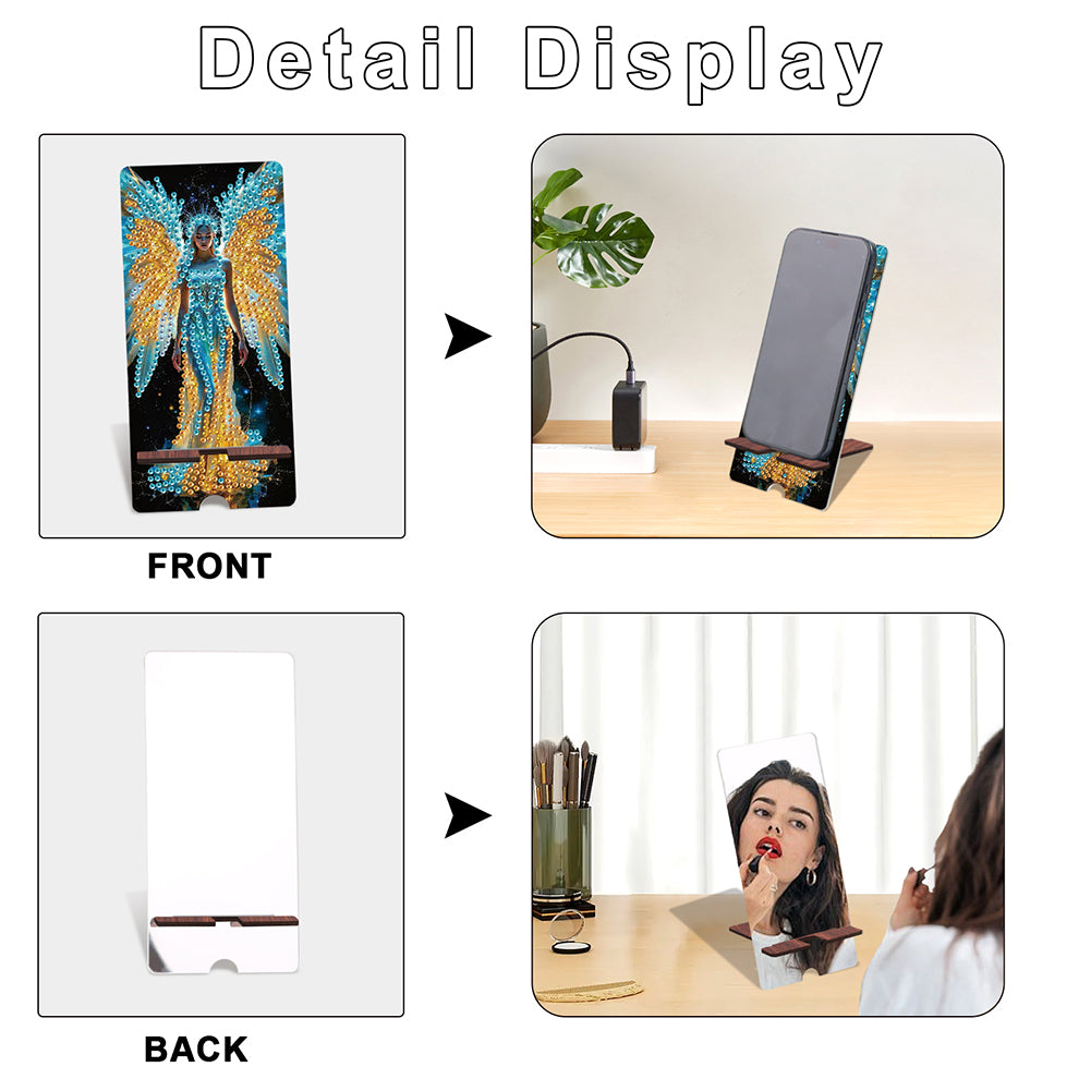 2-Pack Acrylic Diamond Art Phone Stand And Mirror Diamond Art Kits Phone Holder