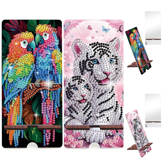 2-Pack Acrylic Diamond Art Phone Stand And Mirror Diamond Art Kits Phone Holder