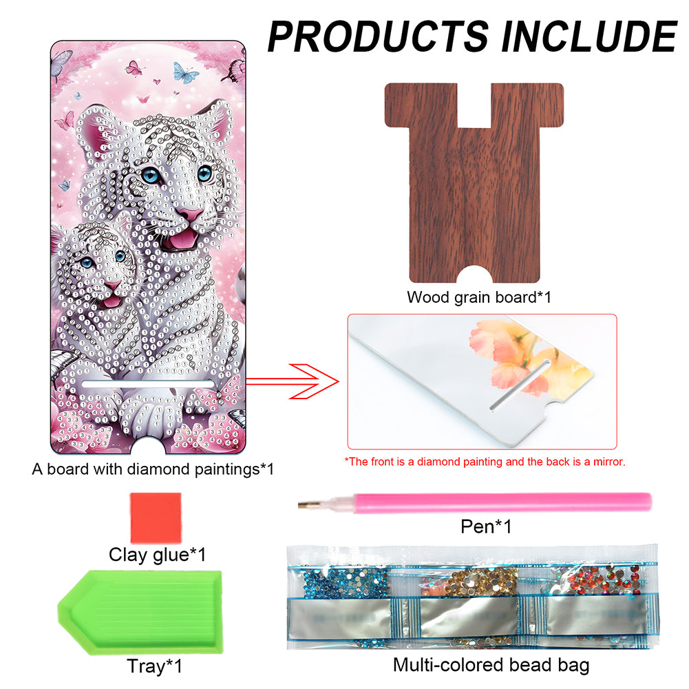2-Pack Acrylic Diamond Art Phone Stand And Mirror Diamond Art Kits Phone Holder