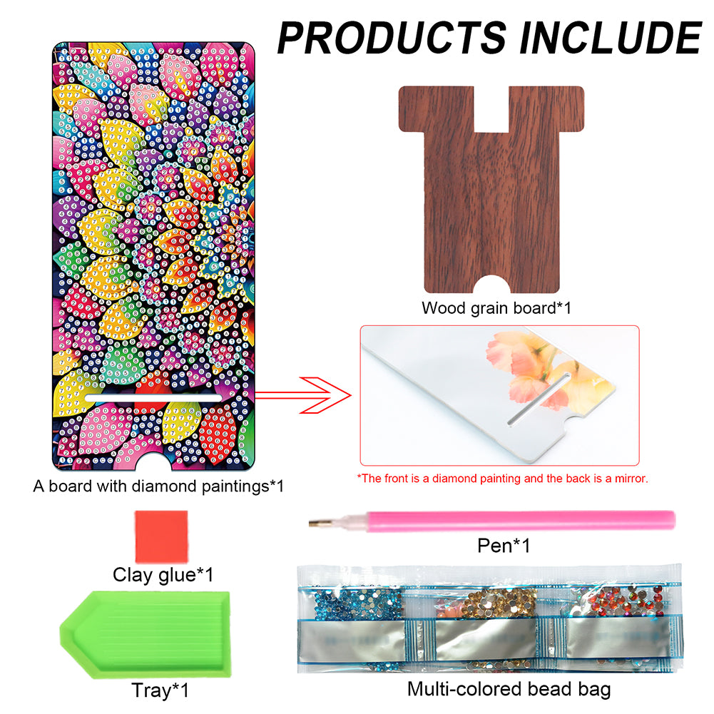 2-Pack Acrylic Diamond Art Phone Stand And Mirror Diamond Art Kits Phone Holder