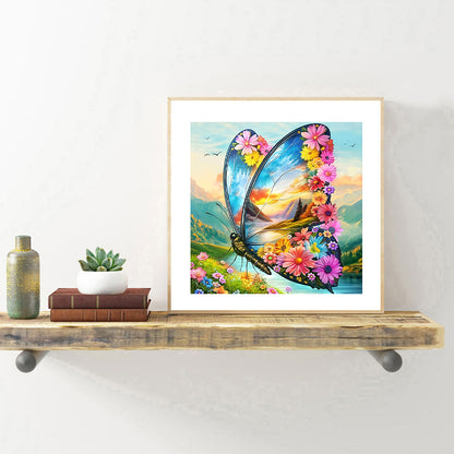 Butterfly Landscape - Full Round Drill Diamond Painting 30*30CM
