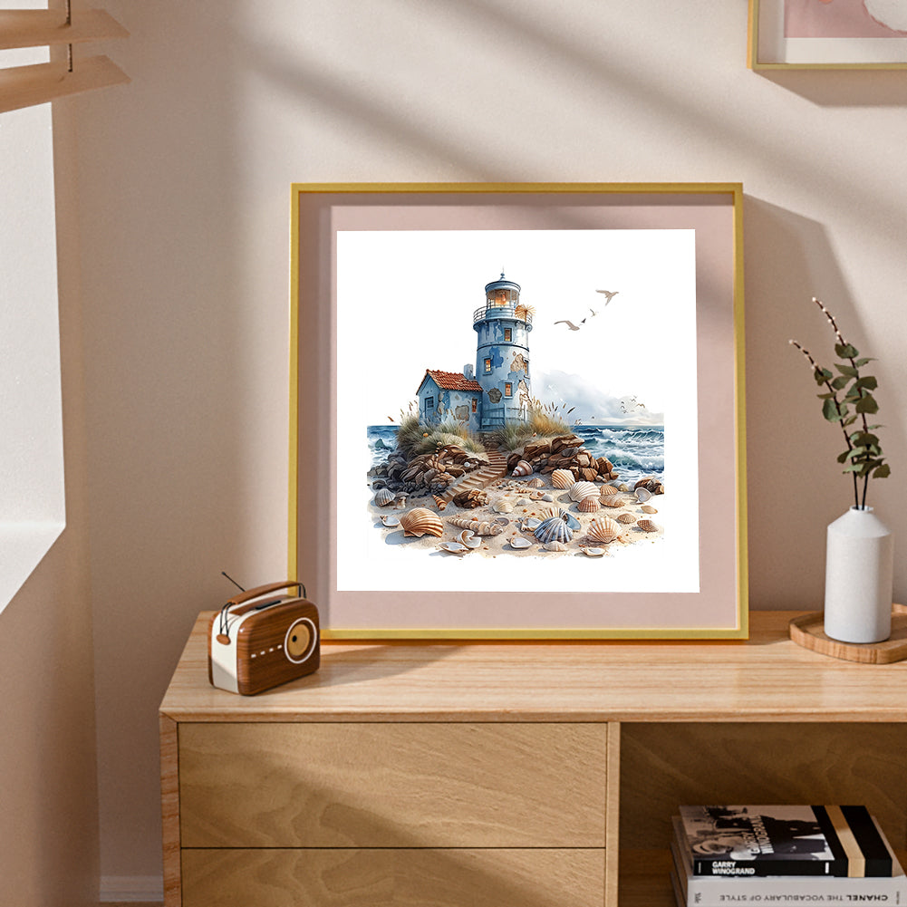Lighthouse Landscape - Full Round Drill Diamond Painting 30*30CM