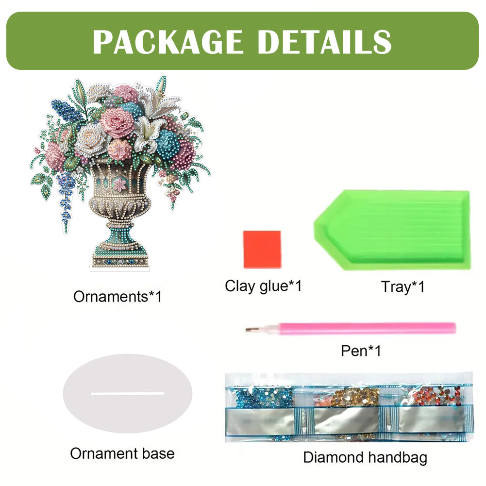 2D Flat Vase DIY Desktop Diamond Art Kits Diamond Painting Desktop Ornaments Kit