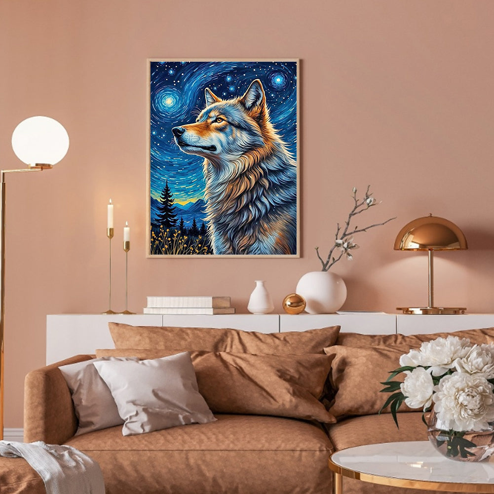 Moonlight Wolf - Full Round Drill Diamond Painting 30*40CM