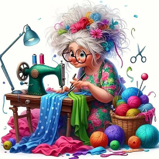 Sewing Granny - Full Round Drill Diamond Painting 40*40CM