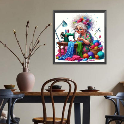 Sewing Granny - Full Round Drill Diamond Painting 40*40CM