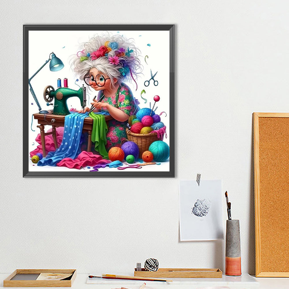 Sewing Granny - Full Round Drill Diamond Painting 40*40CM