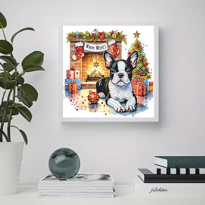 Christmas French Bulldog - Special Shaped Drill Diamond Painting 30*30CM
