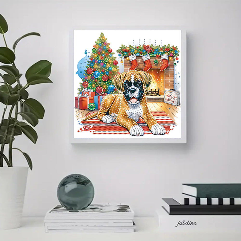 Christmas German Shepherd - Special Shaped Drill Diamond Painting 30*30CM