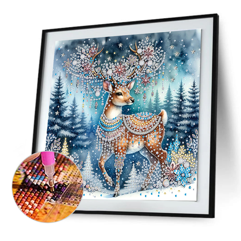 Christmas Elk - Special Shaped Drill Diamond Painting 30*30CM