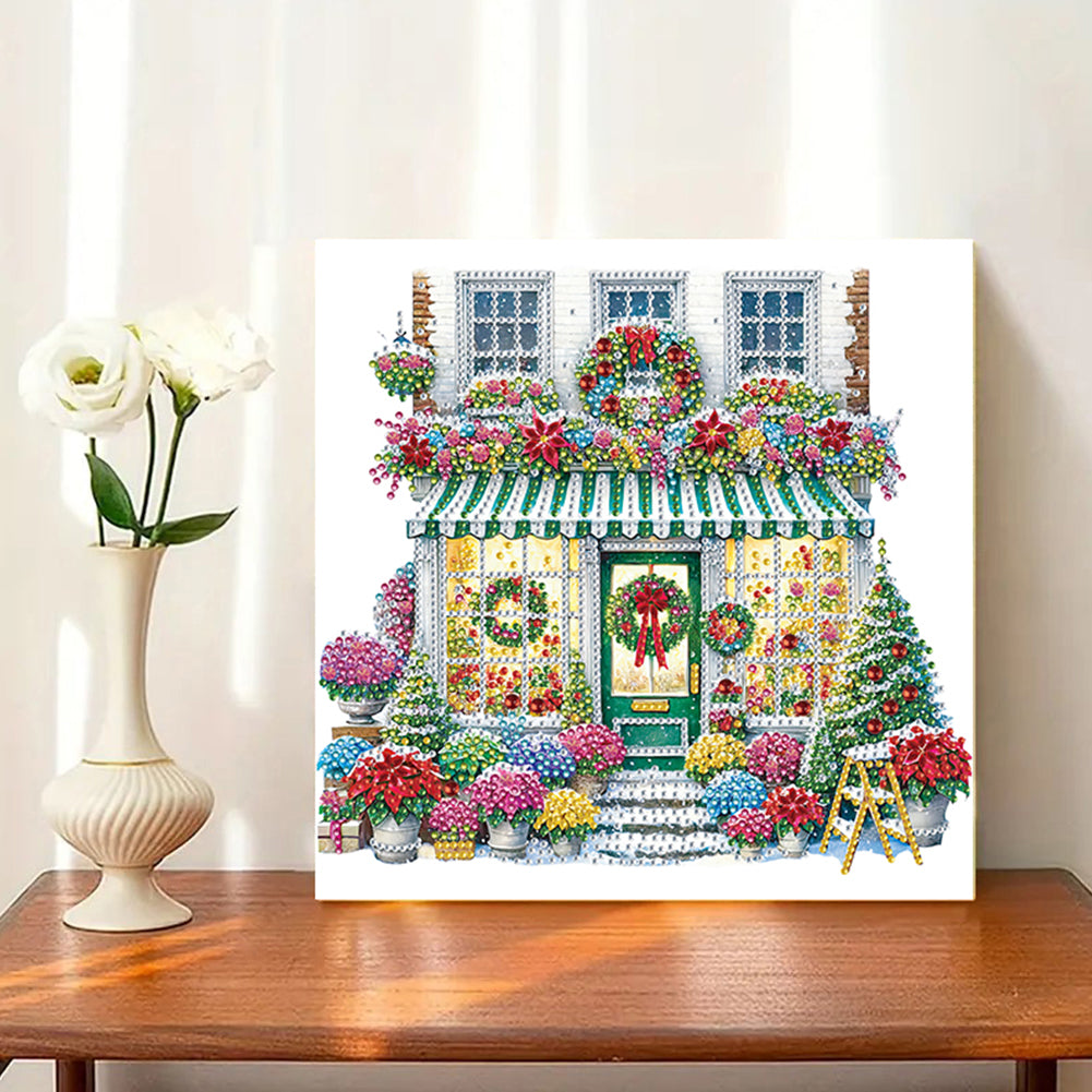 Christmas Flower Shop - Special Shaped Drill Diamond Painting 30*30CM