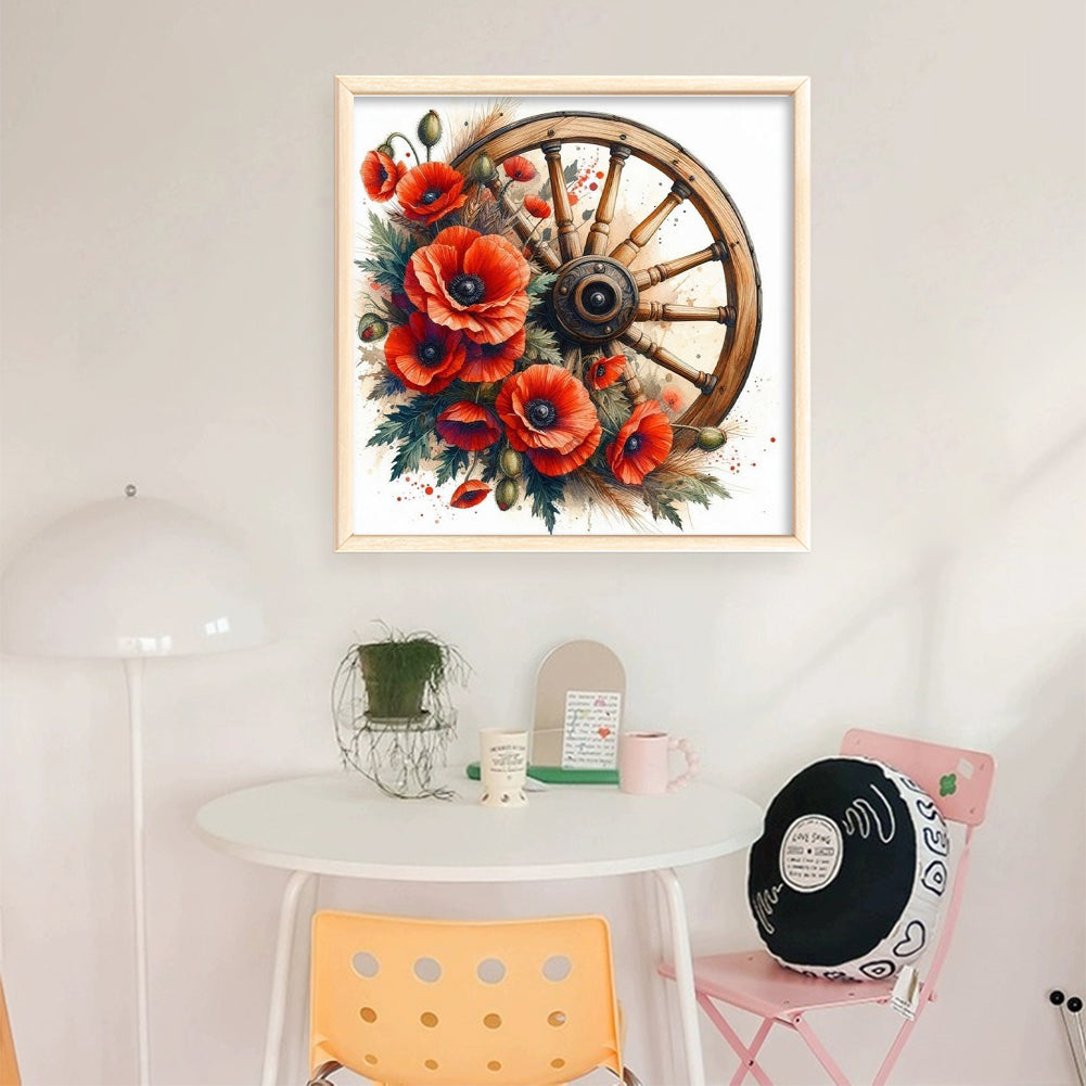 Poppy Cartwheel - 11CT Stamped Cross Stitch 40*40CM