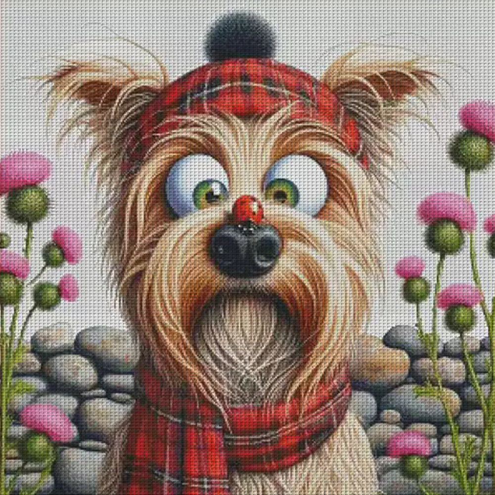 Cross-Eyed Dog - 14CT Stamped Cross Stitch 65*65CM(Fairy Brand)