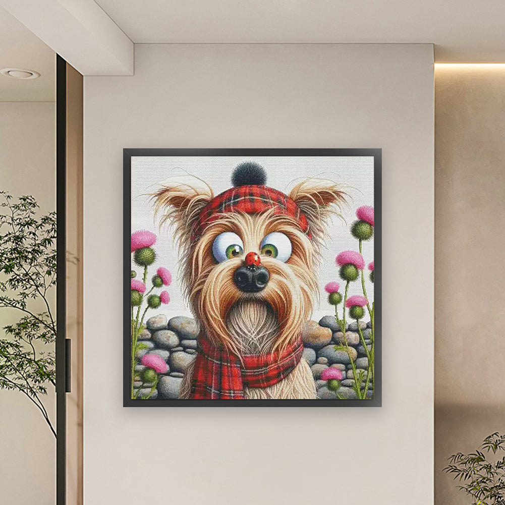 Cross-Eyed Dog - 14CT Stamped Cross Stitch 65*65CM(Fairy Brand)