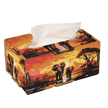 Diamond Painting Tissue Box Kits Decorative Rhinestone Craft Kit (Elephant)