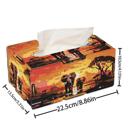 Diamond Painting Tissue Box Kits Decorative Rhinestone Craft Kit (Elephant)