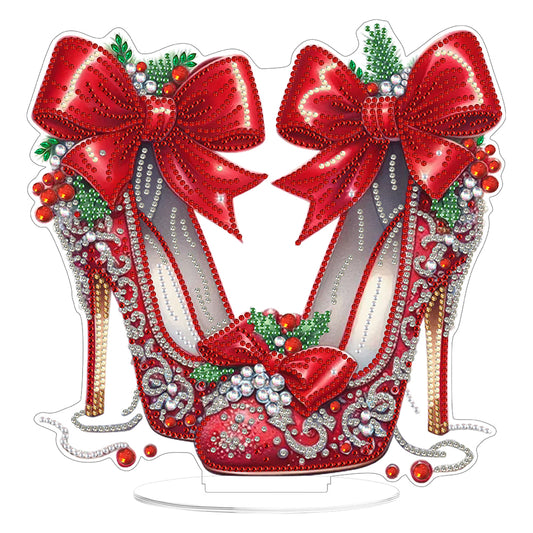 2D Flat Xmas High Heels DIY Acrylic Desktop Diamond Art Kits for Adults Beginner