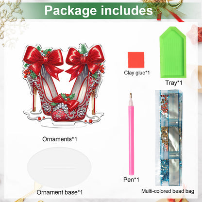 2D Flat Xmas High Heels DIY Acrylic Desktop Diamond Art Kits for Adults Beginner