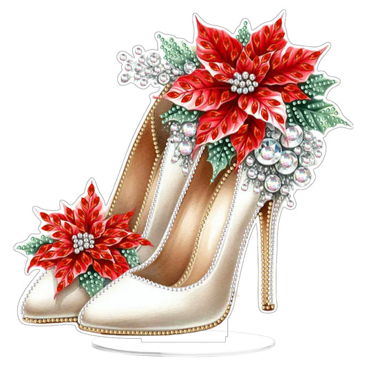 2D Flat Xmas High Heels DIY Acrylic Desktop Diamond Art Kits for Adults Beginner