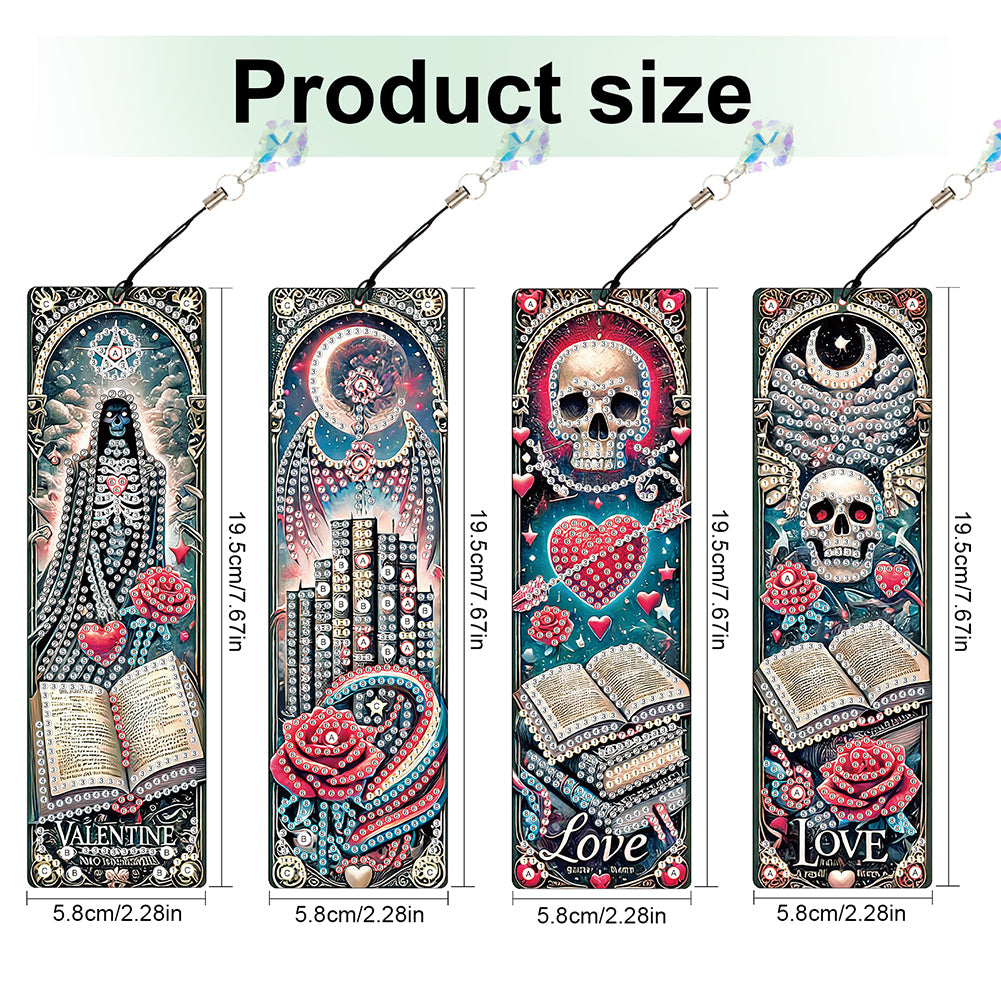 4Pcs Halloween Themed DIY Diamond Painting Bookmark for Reading Enthusiasts