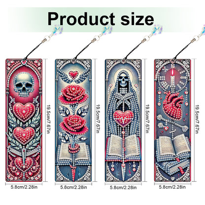 4Pcs Halloween Themed DIY Diamond Painting Bookmark for Reading Enthusiasts