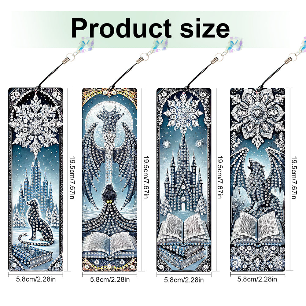 4Pcs Halloween Themed DIY Diamond Painting Bookmark for Reading Enthusiasts