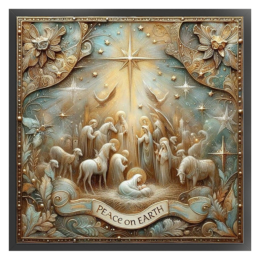 Nativity Cross-Stitch Character Kit - 14CT Stamped Cross Stitch 40*40CM