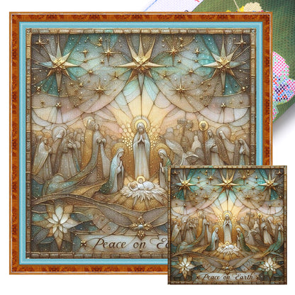 Nativity Cross-Stitch Character Kit - 14CT Stamped Cross Stitch 40*40CM