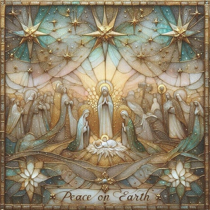 Nativity Cross-Stitch Character Kit - 14CT Stamped Cross Stitch 40*40CM