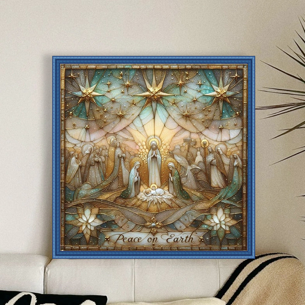 Nativity Cross-Stitch Character Kit - 14CT Stamped Cross Stitch 40*40CM