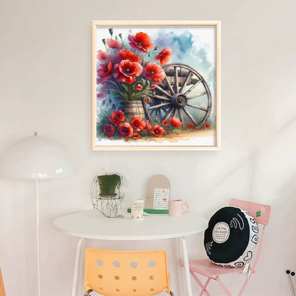 Poppy Cartwheel - 18CT Stamped Cross Stitch 25*25CM