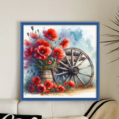 Poppy Cartwheel - 18CT Stamped Cross Stitch 25*25CM