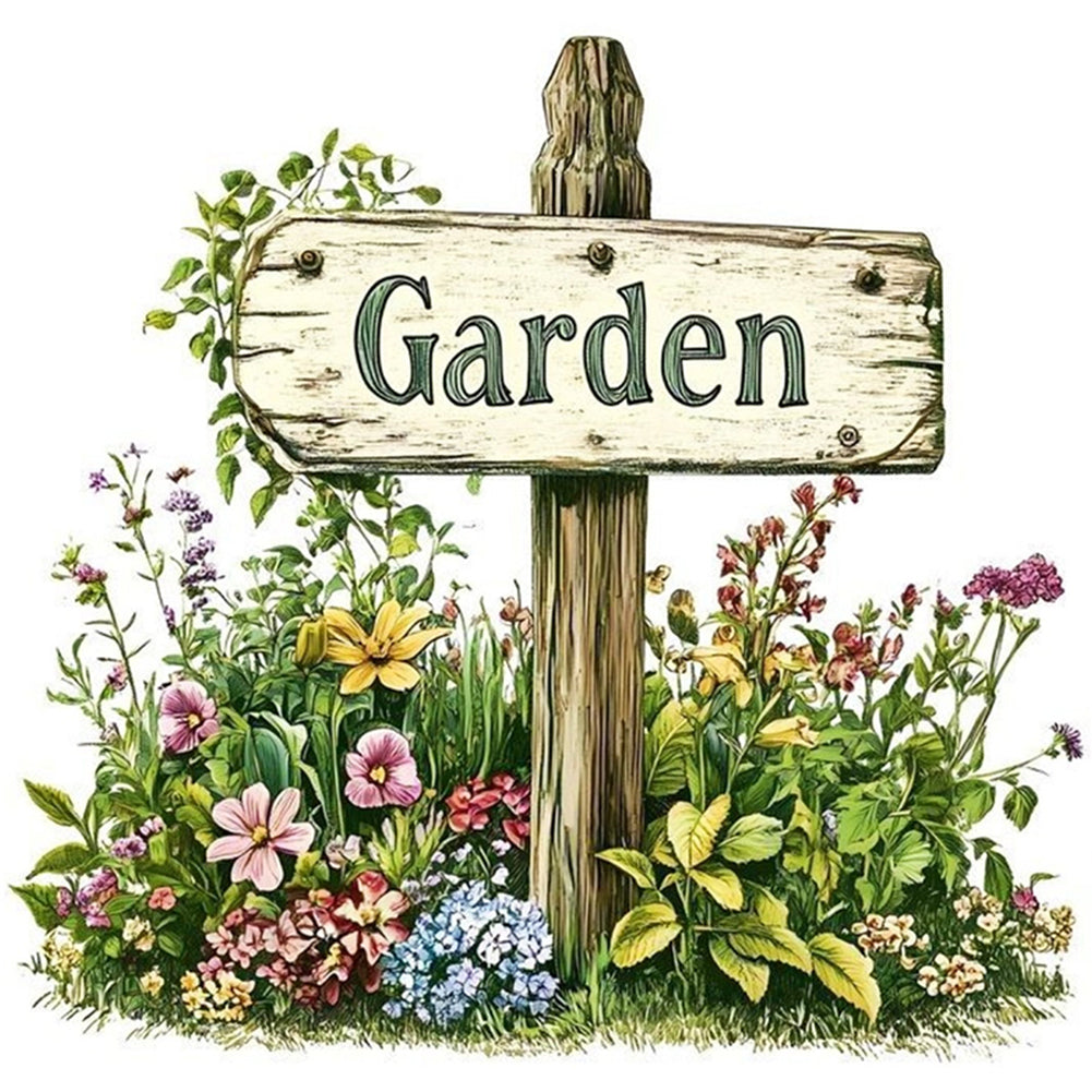 Garden Sign - 18CT Stamped Cross Stitch 25*25CM