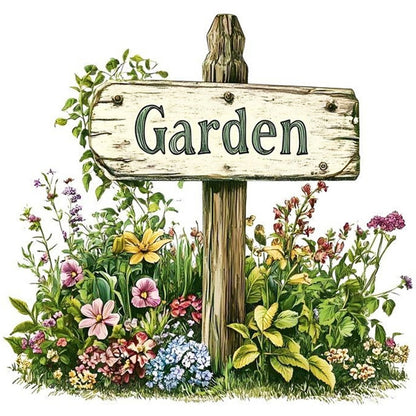 Garden Sign - 18CT Stamped Cross Stitch 25*25CM