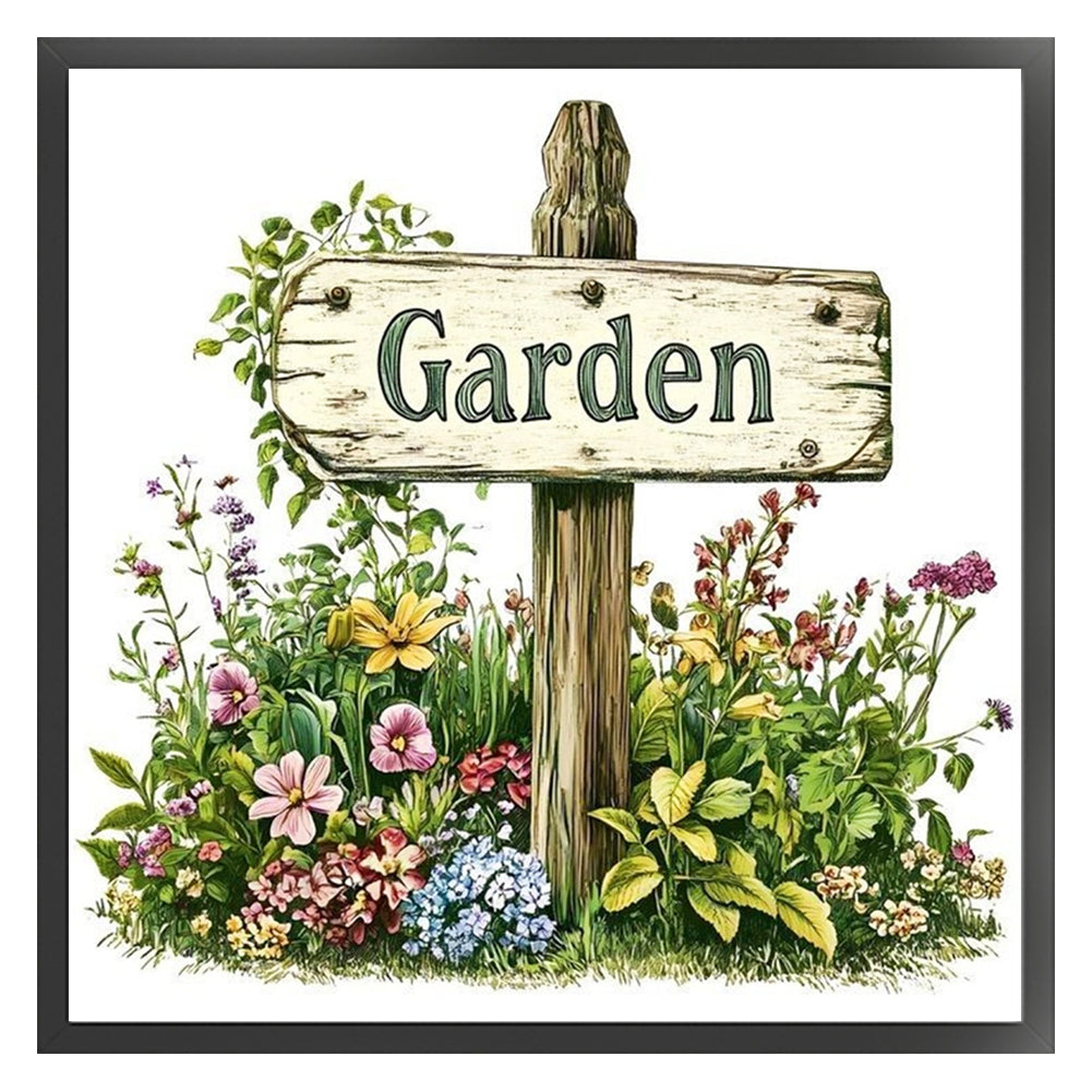 Garden Sign - 18CT Stamped Cross Stitch 25*25CM
