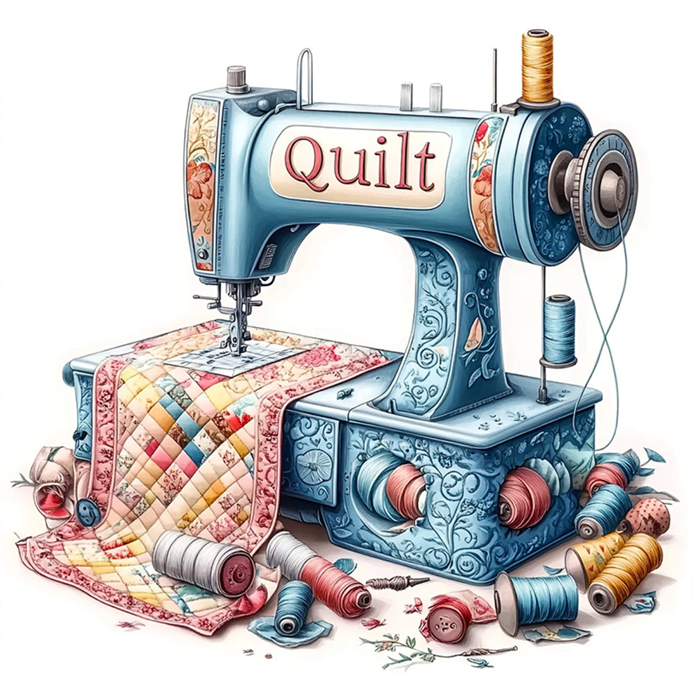 Sewing Machine - 18CT Stamped Cross Stitch 25*25CM