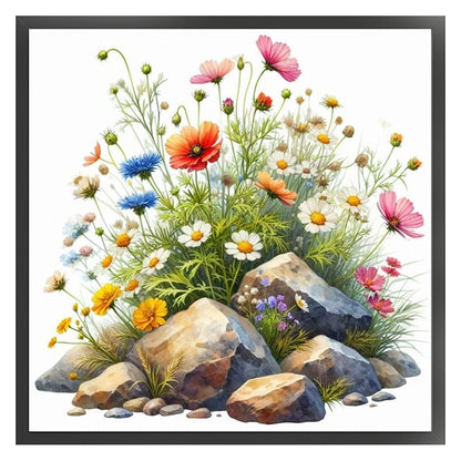 Flowers In Stone - 18CT Stamped Cross Stitch 25*25CM