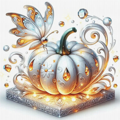 Pumpkin Butterfly - 18CT Stamped Cross Stitch 25*25CM