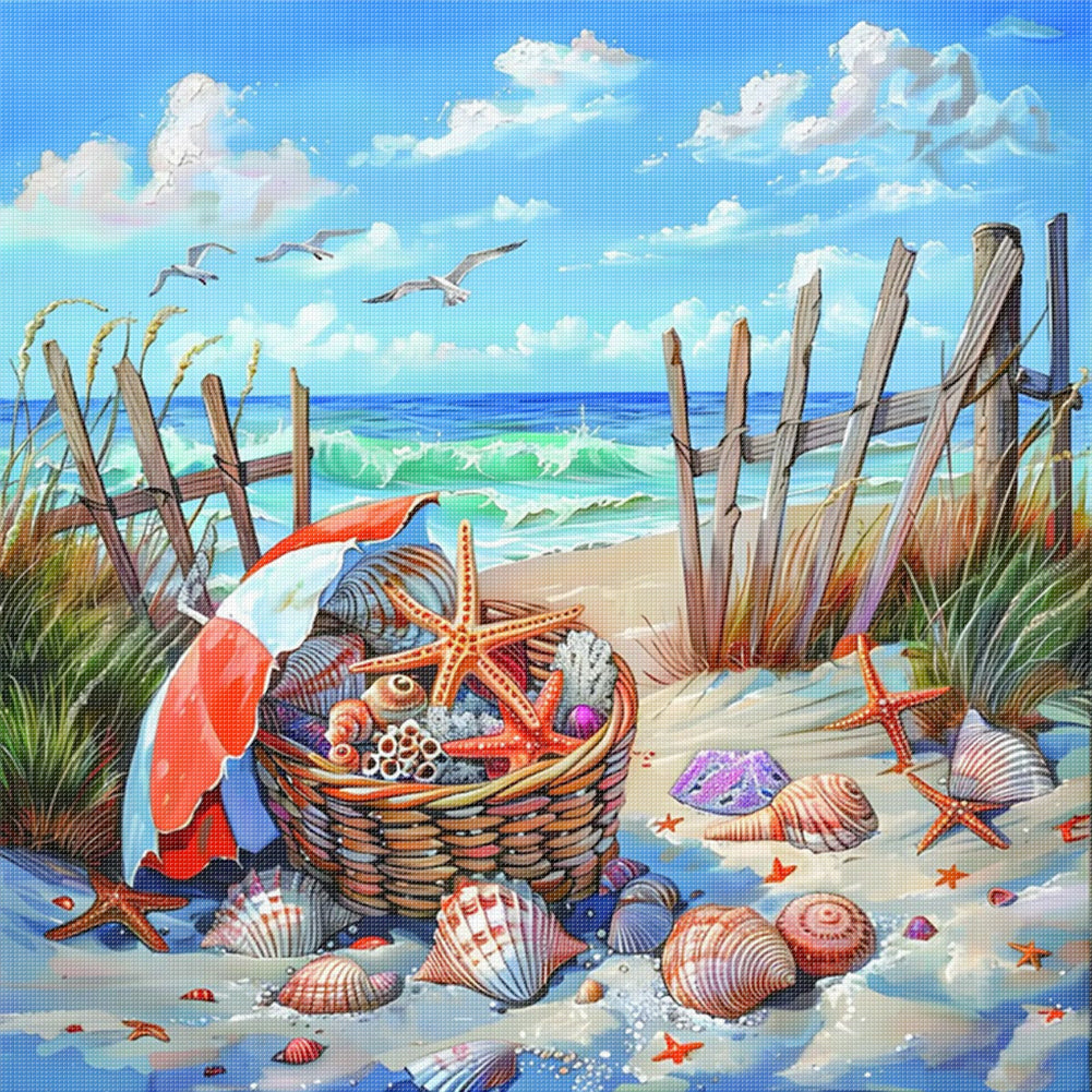 Beach Scenery - 11CT Stamped Cross Stitch 50*50CM