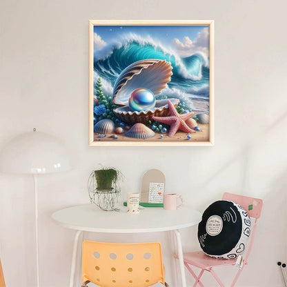 Beach Scenery With Shells - 11CT Stamped Cross Stitch 50*50CM