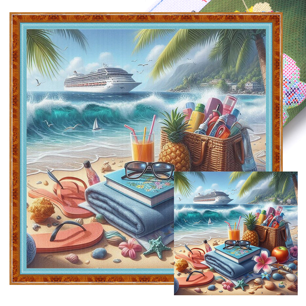 Beach Scenery - 11CT Stamped Cross Stitch 50*50CM