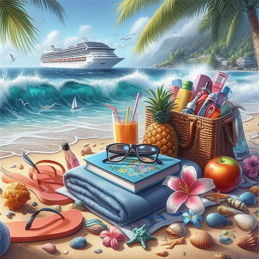 Beach Scenery - 11CT Stamped Cross Stitch 50*50CM