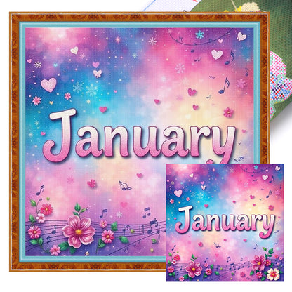 January - 18CT Stamped Cross Stitch 25*25CM