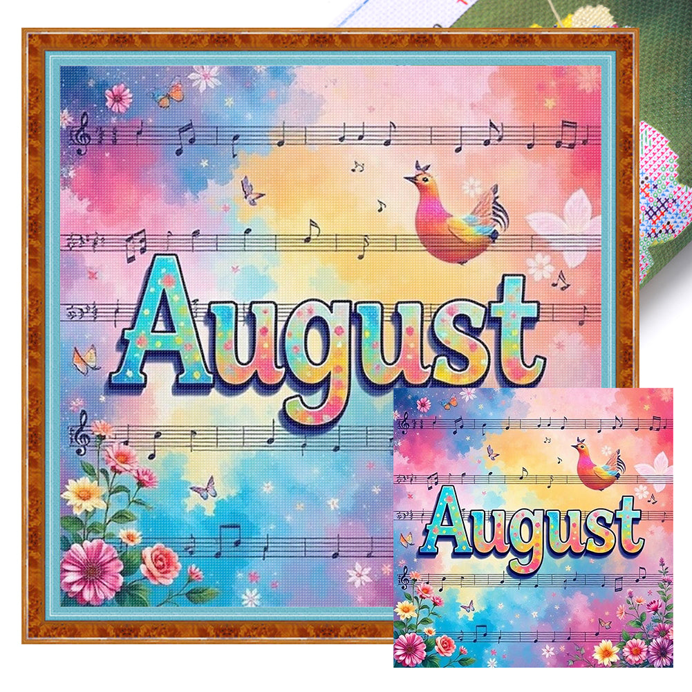 August - 18CT Stamped Cross Stitch 25*25CM
