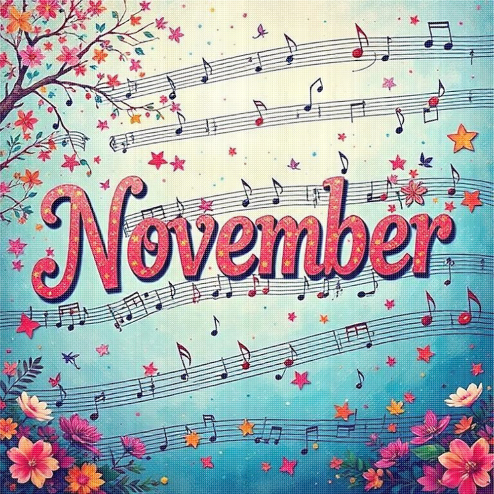 November - 18CT Stamped Cross Stitch 25*25CM