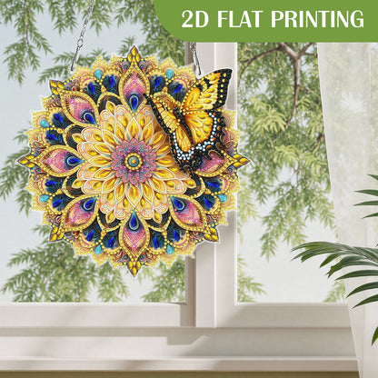 Butterfly Mandala 2D Flat DIY Diamond Art Pendant Wall Decor for Home & Windows